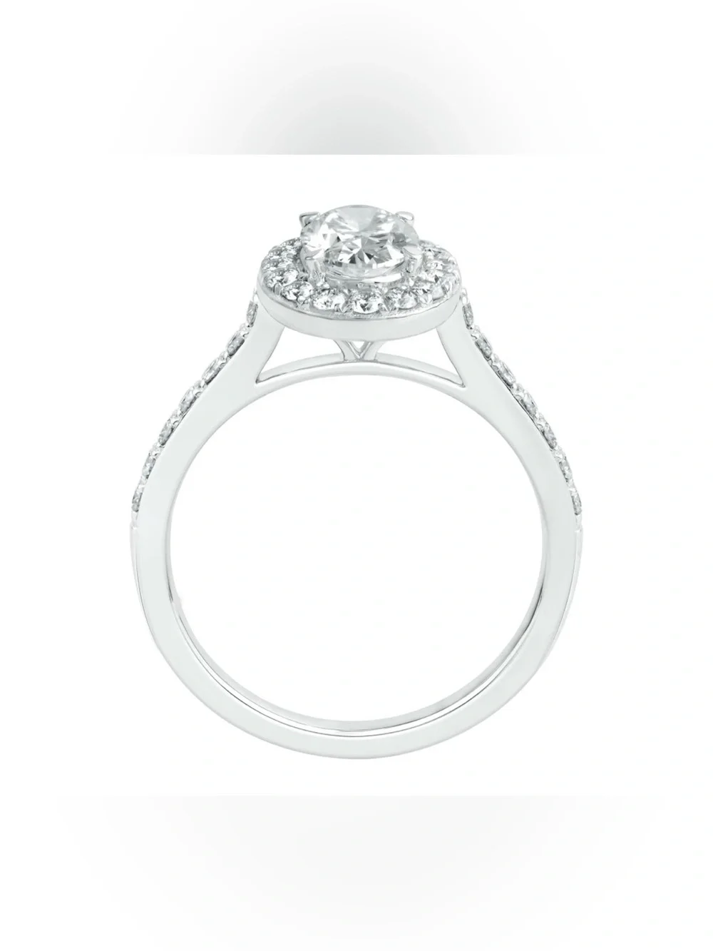 1.5 CTW Diamond Halo Ring Solid Sterling Silver White Gold Plated F-G Size 4-10
